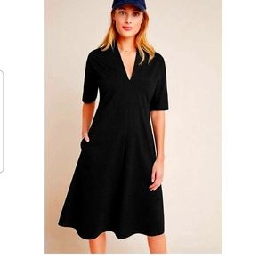 V-neck Midi Black Dress